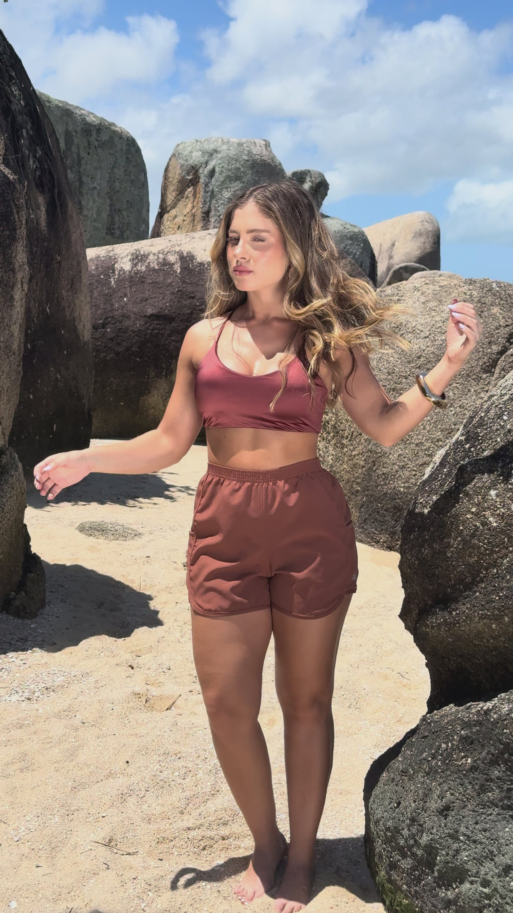 04264 - Short de Tactel Feminino Trabalhado