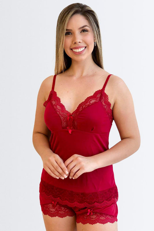 Short Doll Sem Bojo com Renda - Nuance