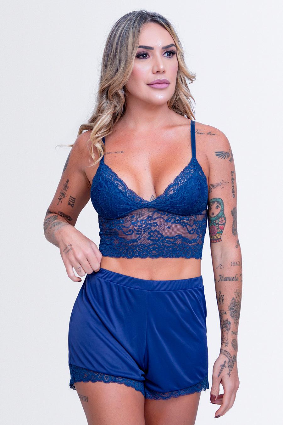 Short Doll Top de Renda e Short de Liganete - Nuance