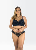 Soutien com Base de Espuma e Tule Plissado + Calcinha Fio de Renda - Nuance