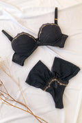 Soutien com Base e Detalhe no Bojo de Tule Bordado + Calcinha Fio Duplo - Nuance