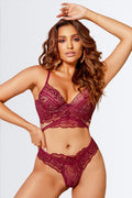 Soutien Cropped com Transparência e Elástico Trabalhado com Calcinha Fio de Renda - Nuance
