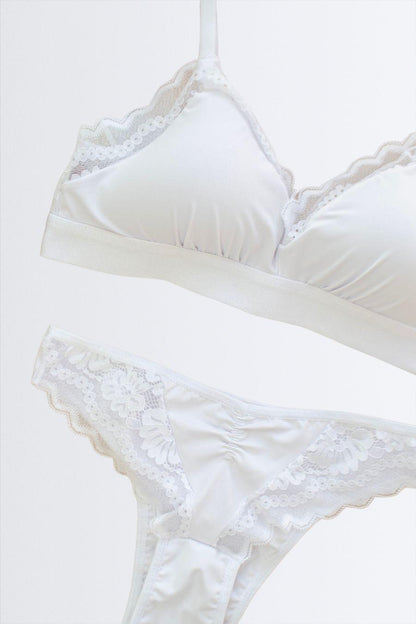 Sutiã Top com Renda e Microfibra + Calcinha Biquíni - Nuance